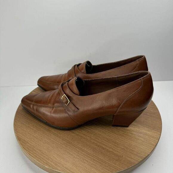 Rush Hour Womens Pointed Leather Brown Heeled‎ Loafers Size 8.5 Vintage - Picture 8 of 8